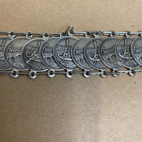 Vintage Italian Silver Tone Coin Bracelet from Venezia/Venice - Picture 6 of 10